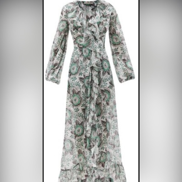 The Vampire's Wife Devastator Floral Cotton Chiffon Maxi Wrap Dress - Picture 2 of 7